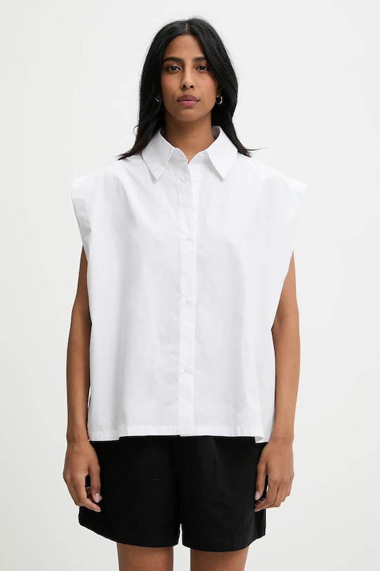 Bavlněná košile Answear.LAB bez rukávů bílá 22057.hos