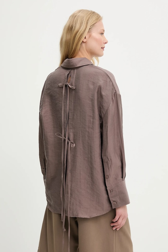 Answear Lab cămașă lung maro 34404.tos