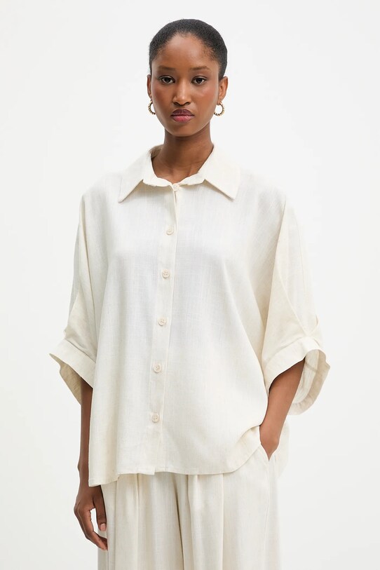 Answear Lab camicia di lino biancheria beige LD2698.hak