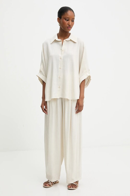 Answear Lab camicia di lino LD2698.hak beige WW25