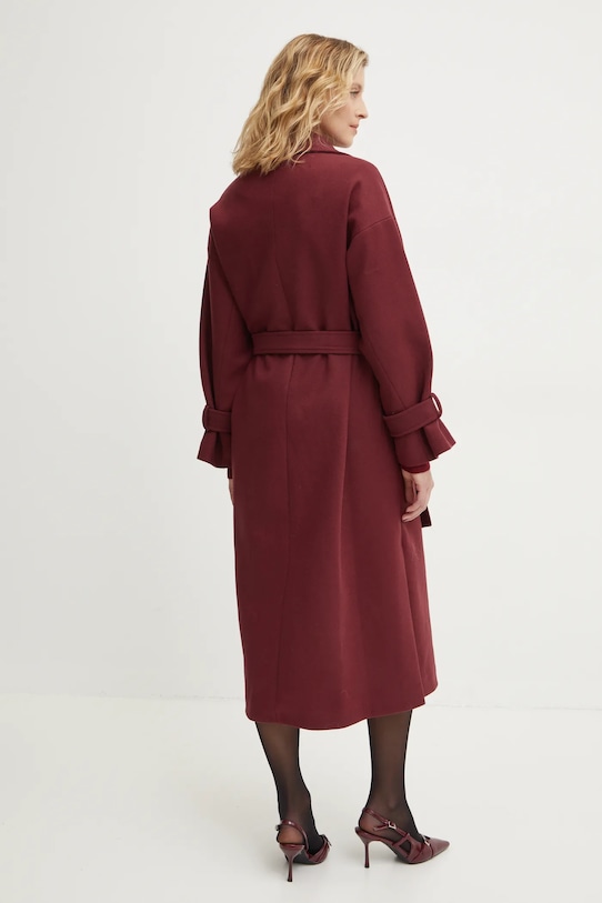 Odzież Answear Lab płaszcz z wełną sng.45.tos bordowy