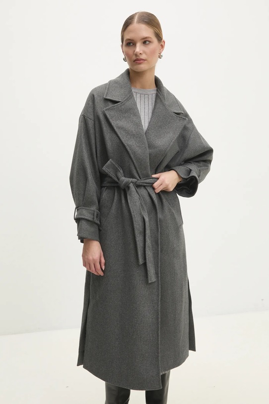 Kabát s vlnou Answear.LAB sng.45.tos šedá WW25