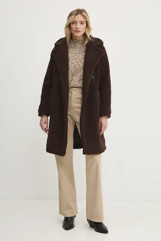 Answear.LAB płaszcz bez kaptura brązowy 8104.fos