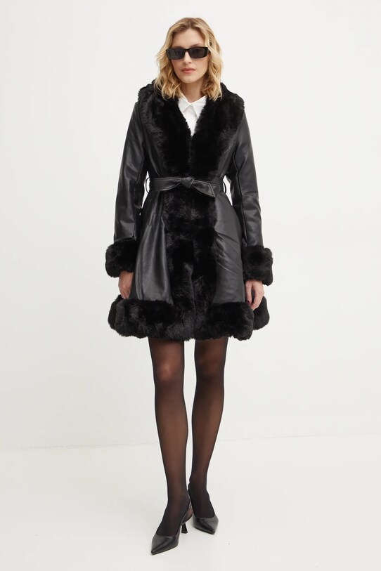 Answear Lab palton cu captuseala negru 16058.FLK