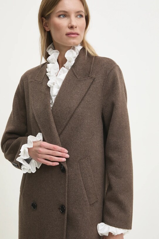 Vlnený kabát Answear.LAB hnedá m2431.fos