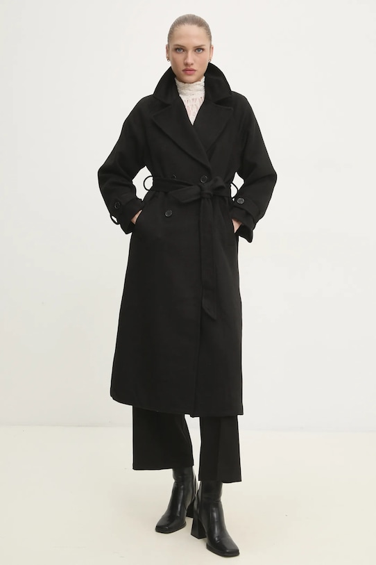 Vuneni kaput Answear.LAB bez tople podstave crna m2229.fos