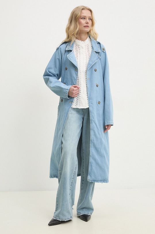 Answear.LAB płaszcz jeansowy bez kaptura niebieski LJK.BRIELLADENIM.ums
