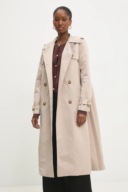 Answear Lab palton cu captuseala bej MCBW28026.hos