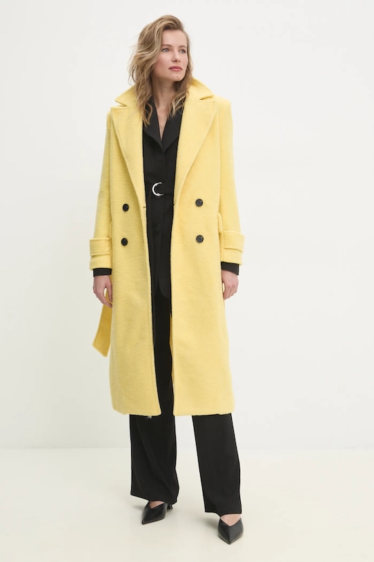 Answear.LAB płaszcz wełniany LD2236.HWK żółty WW25