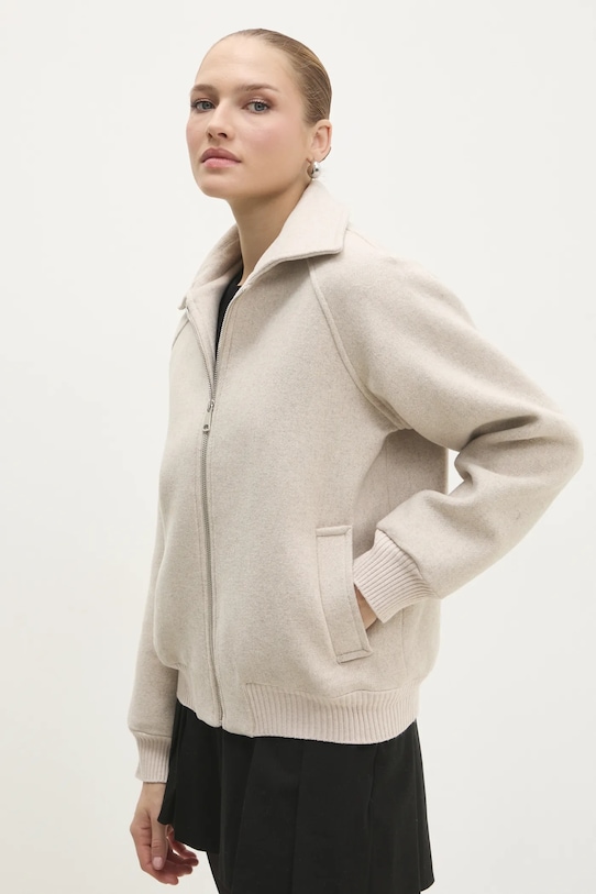 Шерстяная куртка-бомбер Answear.LAB с подкладкой бежевый co982.ios