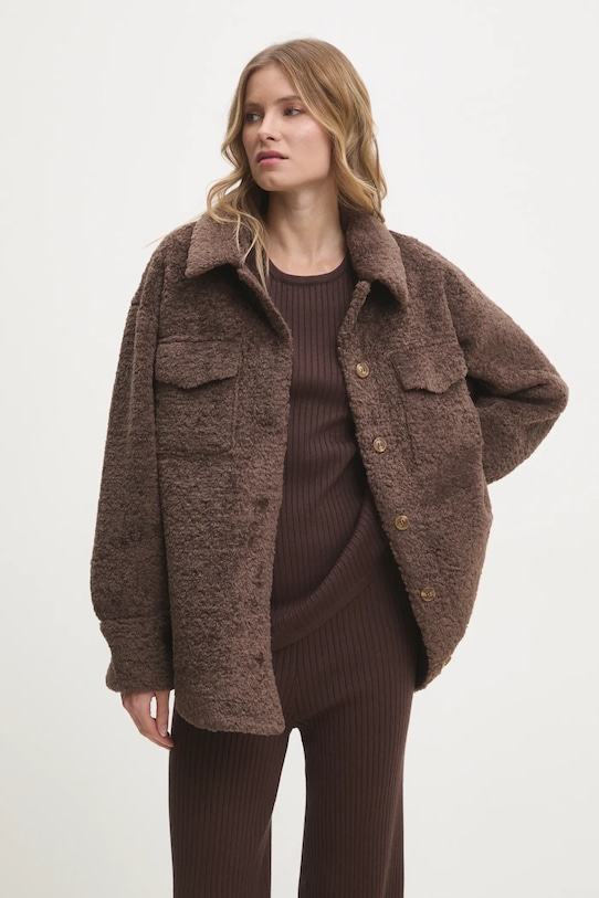 Košilová bunda Answear.LAB bez kapuce hnědá PK9221.ims