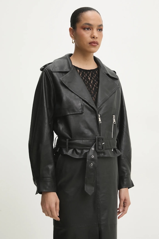 Δερμάτινο μπουφάν Answear.LAB oversize μαύρο b9325.ios