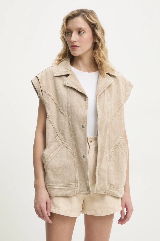 Answear.LAB bezrękawnik jeansowy bez kaptura beżowy C10449.hos