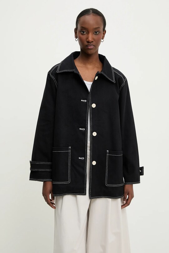 Answear.LAB kurtka koszulowa bawełniana nieocieplane czarny LC240286.hos