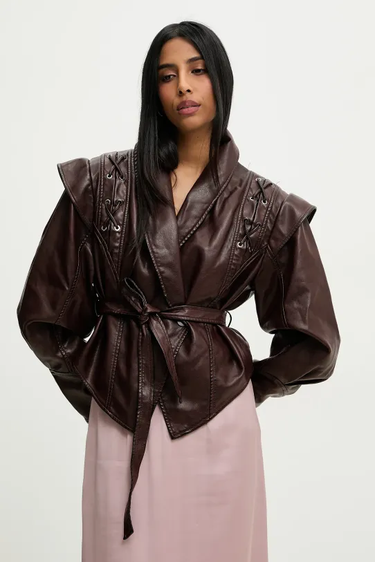 Δερμάτινο μπουφάν Answear.LAB oversize μπορντό WW25.KUD077