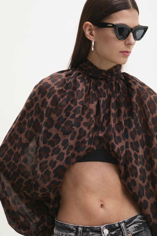 Блуза с коприна Answear Lab кафяв 56123.FLK