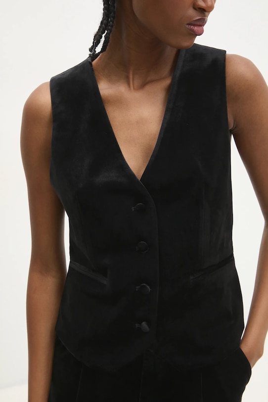 Velurová vesta Answear.LAB pletenina černá g2435.FLK