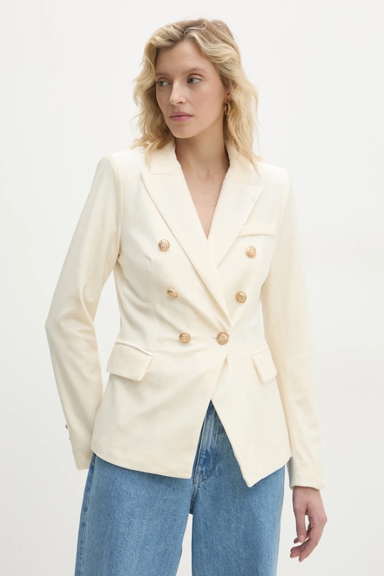 Answear.LAB marynarka welurowa tkanina beżowy v1721n.FLK