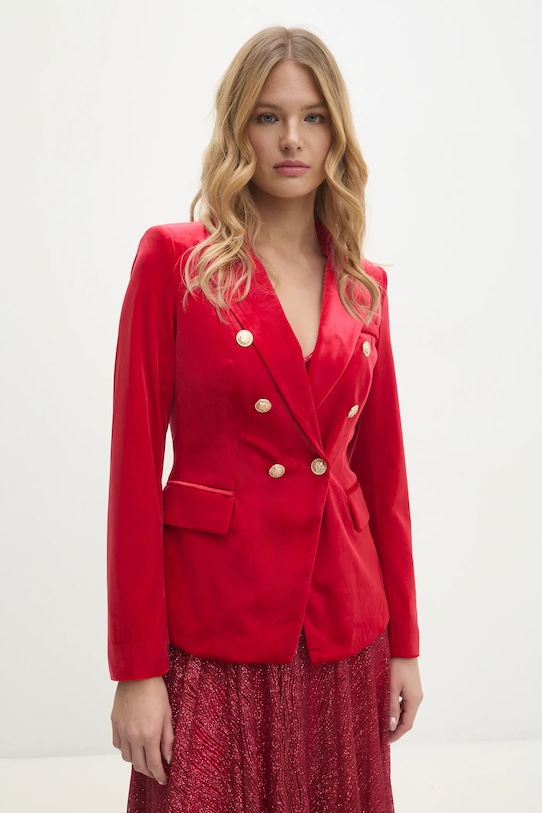 Answear.LAB marynarka welurowa tkanina czerwony v1721n.FLK