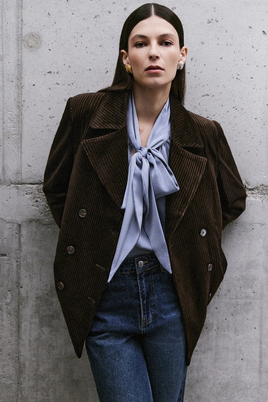 Μπουφάν με κορδόνι Answear.LAB ύφασμα καφέ b9181.ILK