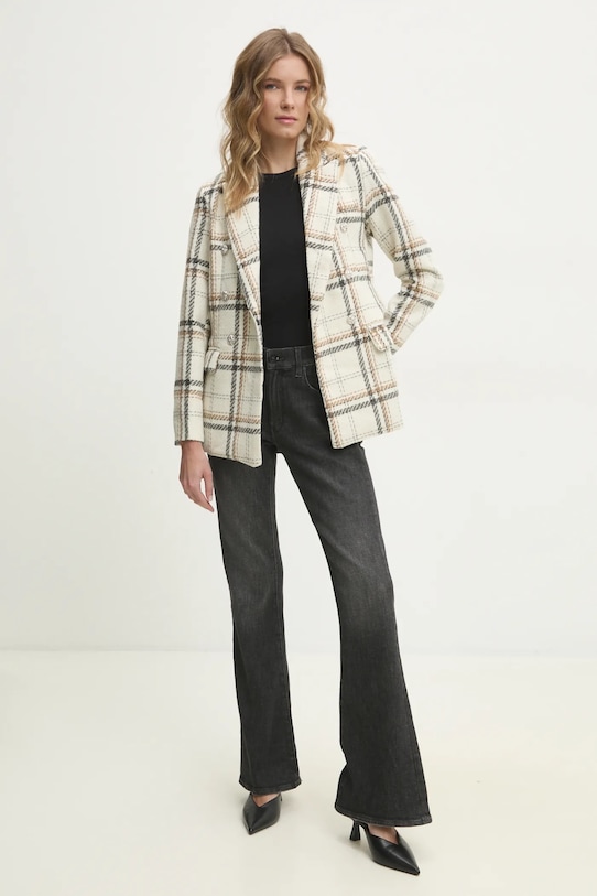 Answear.LAB marynarka bawełniana tkanina beżowy CA281.HKK