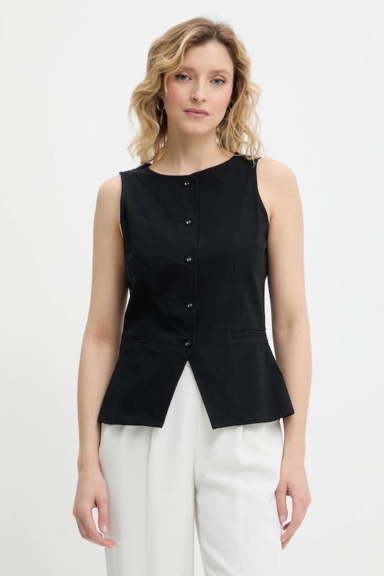 Βαμβακερό γιλέκο Answear.LAB ύφασμα μαύρο LWV.620MARLIN.ums