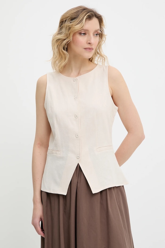 Бавовняна жилетка Answear.LAB без підкладки бежевий LWV.620MARLINSTO.UMS