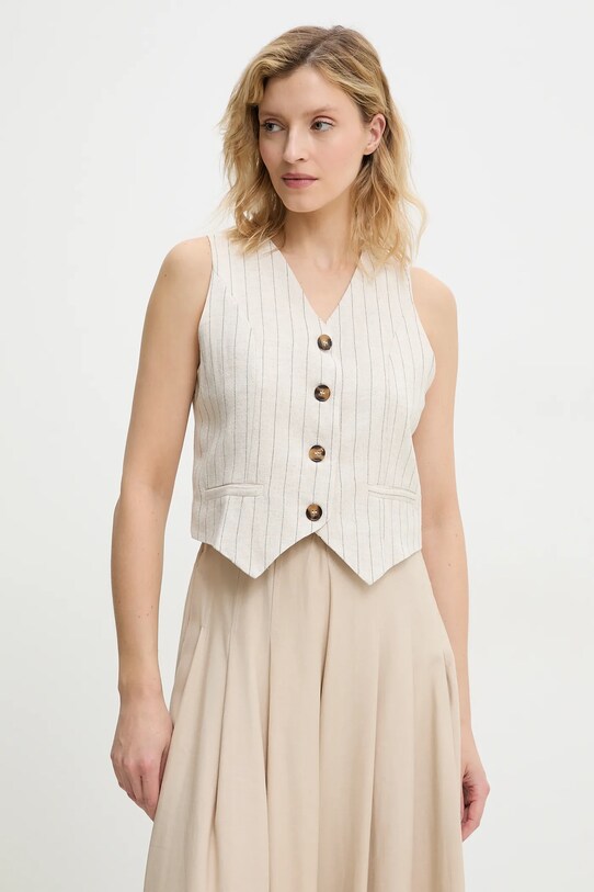 Льняний жилет Answear.LAB з підкладкою бежевий MR22004.hms