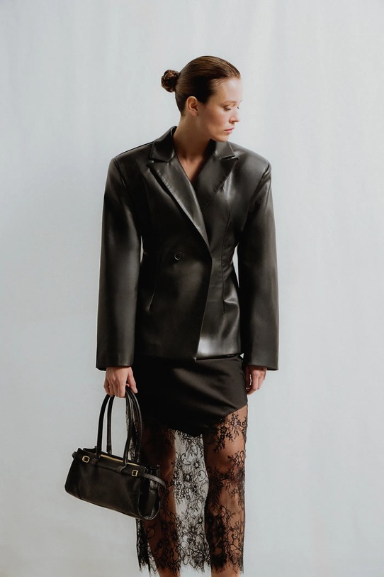 Answear.LAB marynarka imitacja skóry czarny sng.122.tos