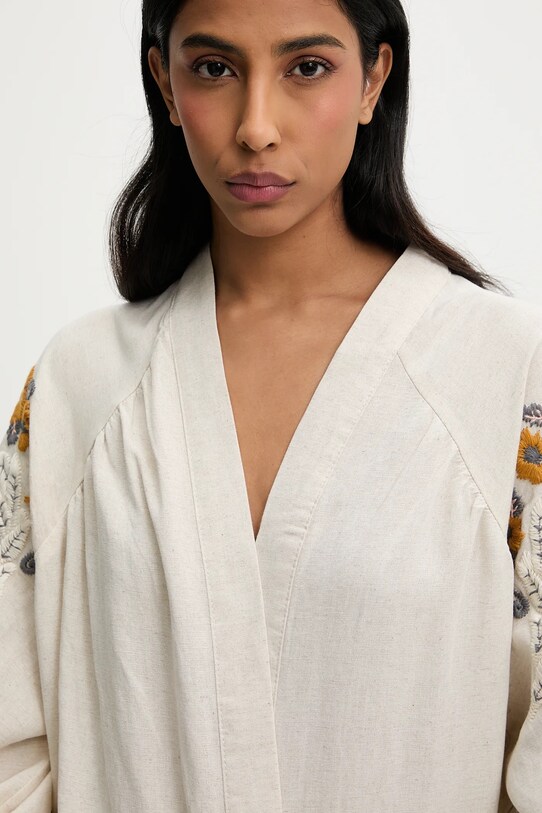 Přehoz se lnem Answear.LAB béžová 3164.tos