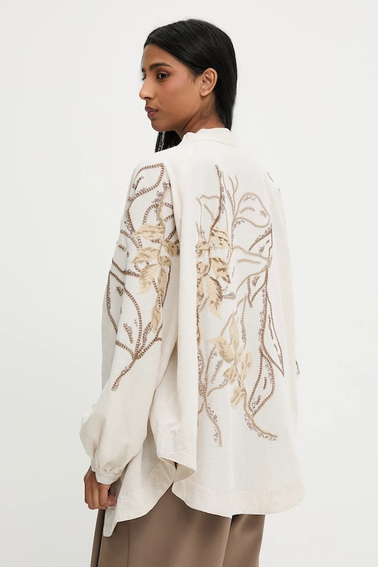 Přehoz se lnem Answear.LAB oversize béžová 31602.tos