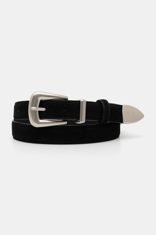 Answear Lab curea de piele piele întoarsă negru 1385.cjk