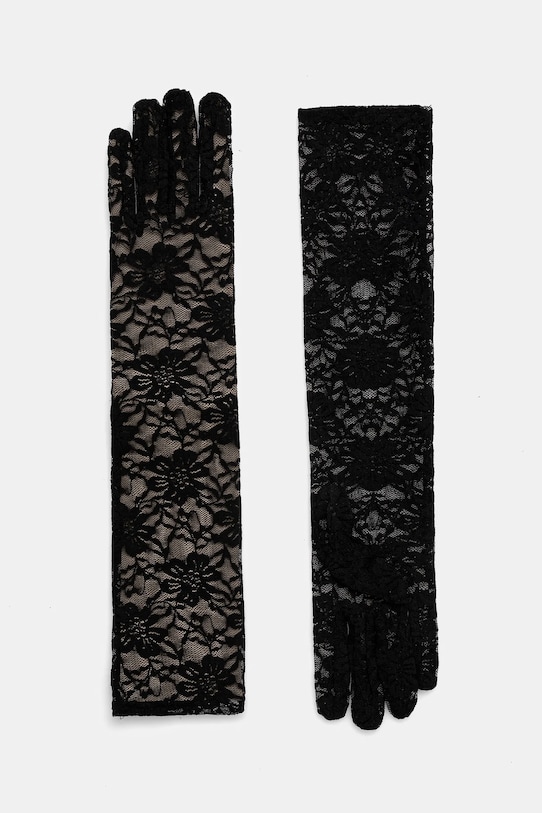 Ръкавици Answear.LAB изчистен черен laceglove.flk