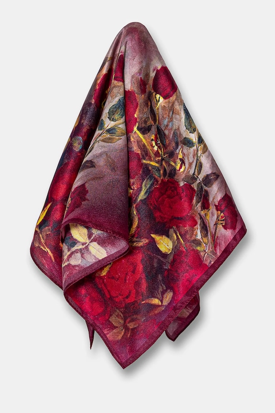 Answear Lab apaszka jedwabna tkanina różowy 50x50.fos