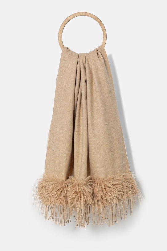 Answear.LAB szalik wełniany wełna beżowy FM23102.fos