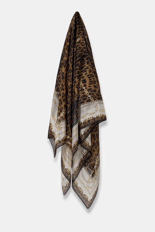 Hedvábná šála Answear.LAB látka hnědá 180.40.fos