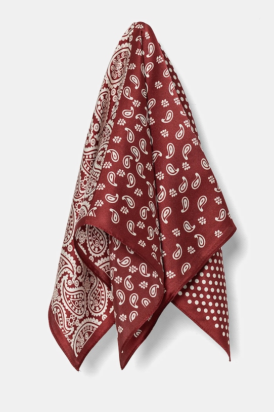 Answear Lab apaszka jedwabna tkanina bordowy 1157.cms