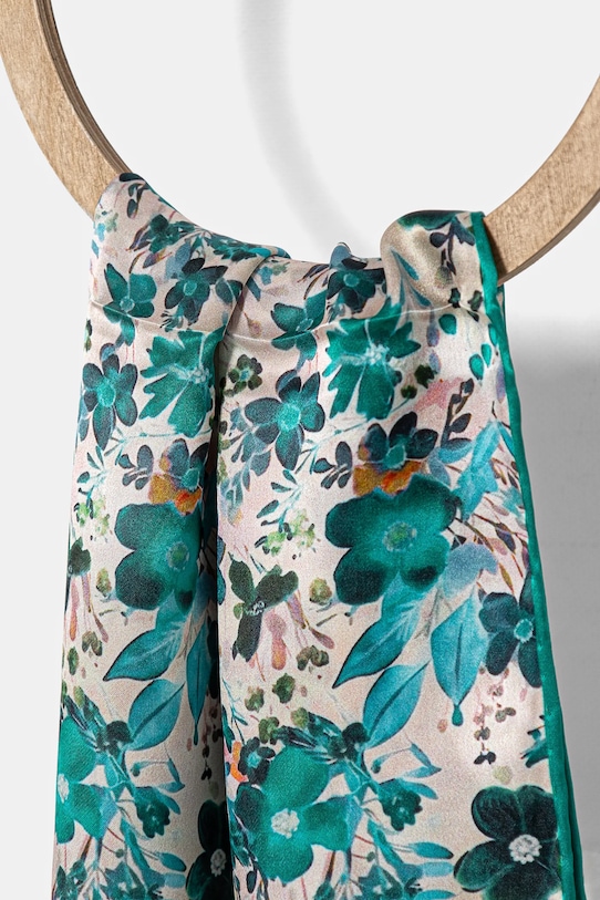 Answear Lab eșarfă de mătase 50x170.flk turcoaz WW25