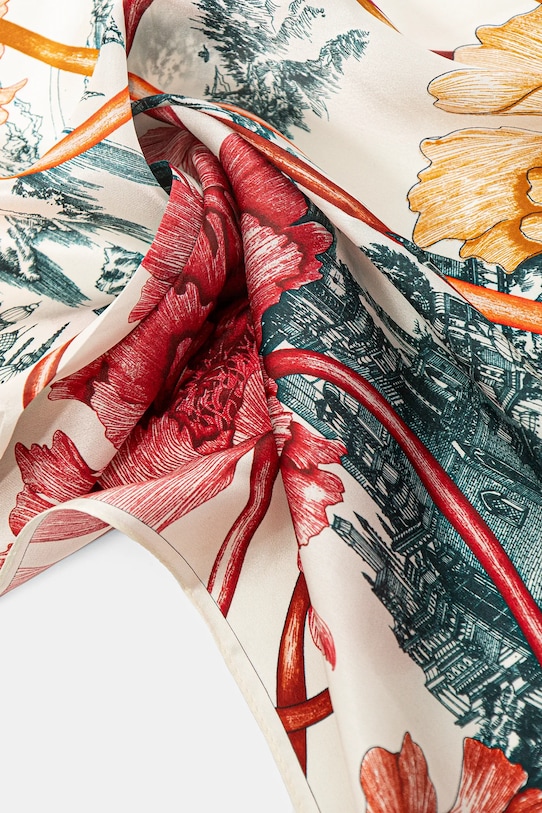 Akcesoria Answear.LAB apaszka jedwabna 50x50.1.flk beżowy