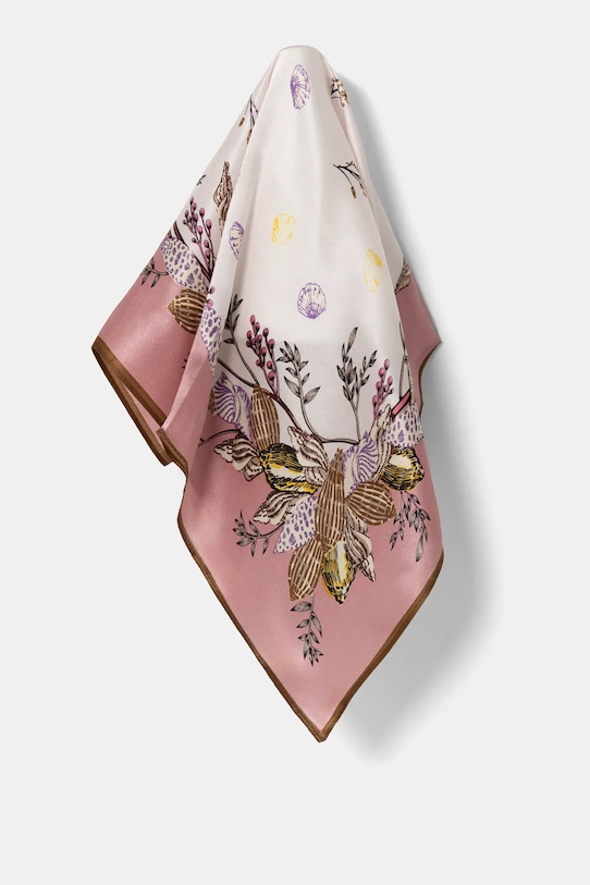 Hedvábný šátek Answear.LAB látka růžová 1285.CMS