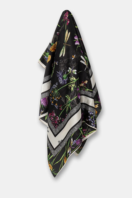 Answear Lab fular eșarfă de mătase panza negru ED.YF.576.iak