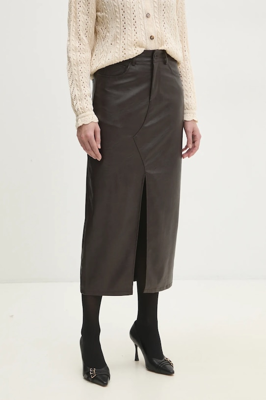 Φούστα Answear.LAB casual καφέ v3463.fms