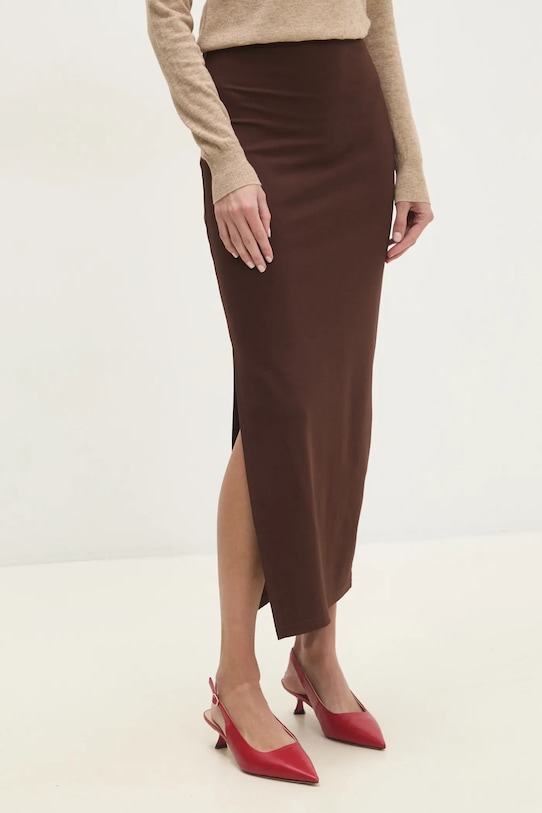 Φούστα Answear.LAB casual καφέ vd10702.fms