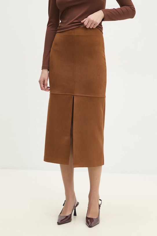 Sukně Answear.LAB midi hnědá sng.67.tos