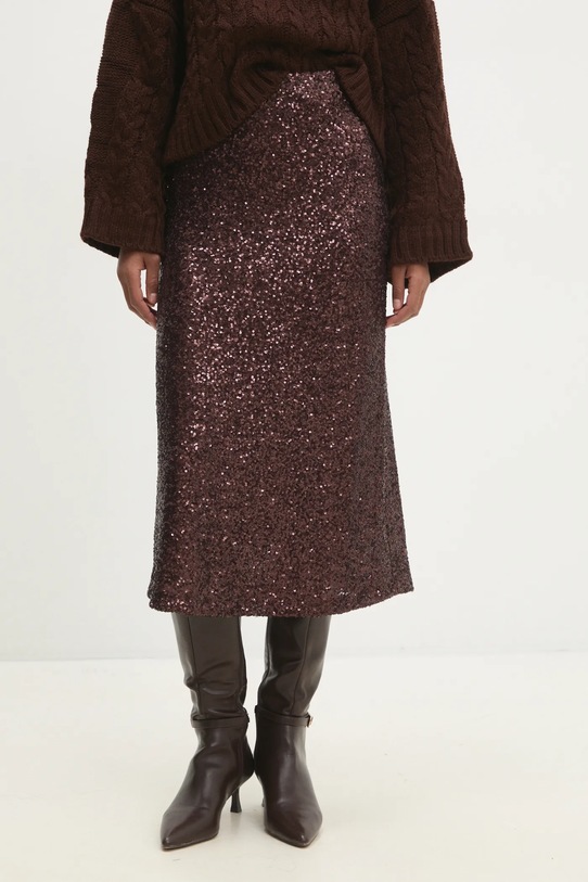 Answear Lab spódnica midi brązowy 92808.IKK