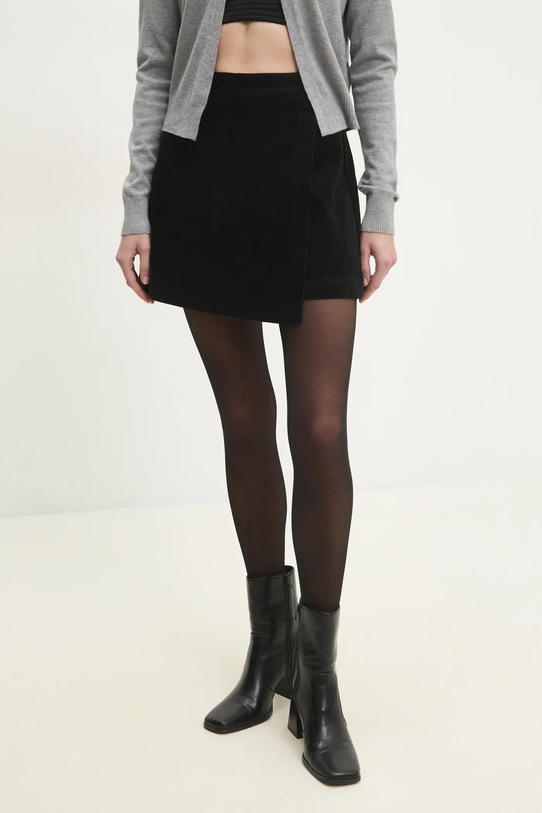 Suknja-hlače od samta Answear.LAB bez uzorka crna H2258N.hms