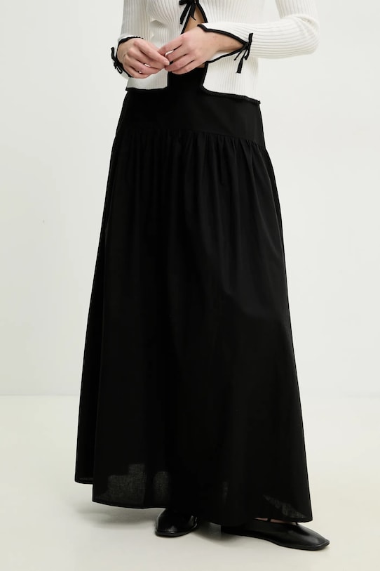 Βαμβακερή φούστα Answear Lab casual μαύρο LSKW.659DANNIE.ums