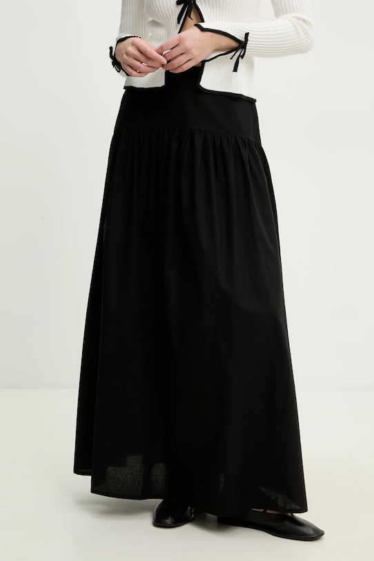 Βαμβακερή φούστα Answear.LAB casual μαύρο LSKW.659DANNIE.ums