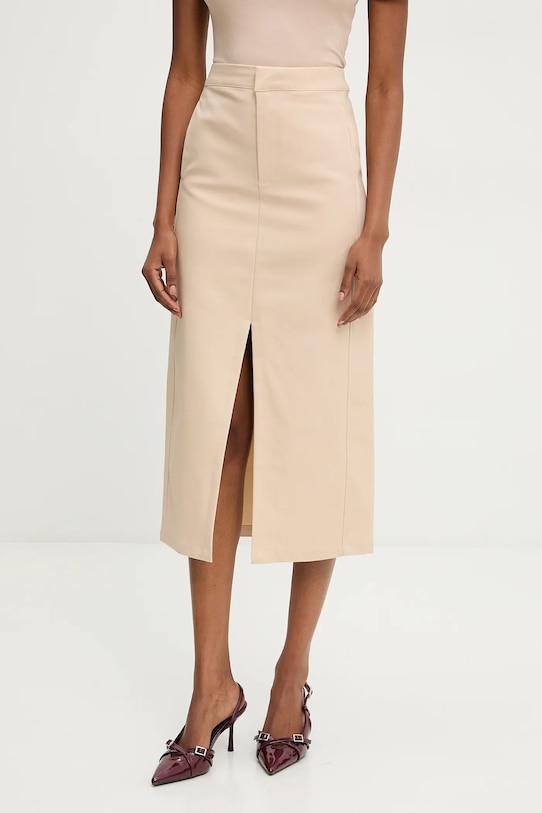 Answear Lab fustă uni bej 5037.IKK