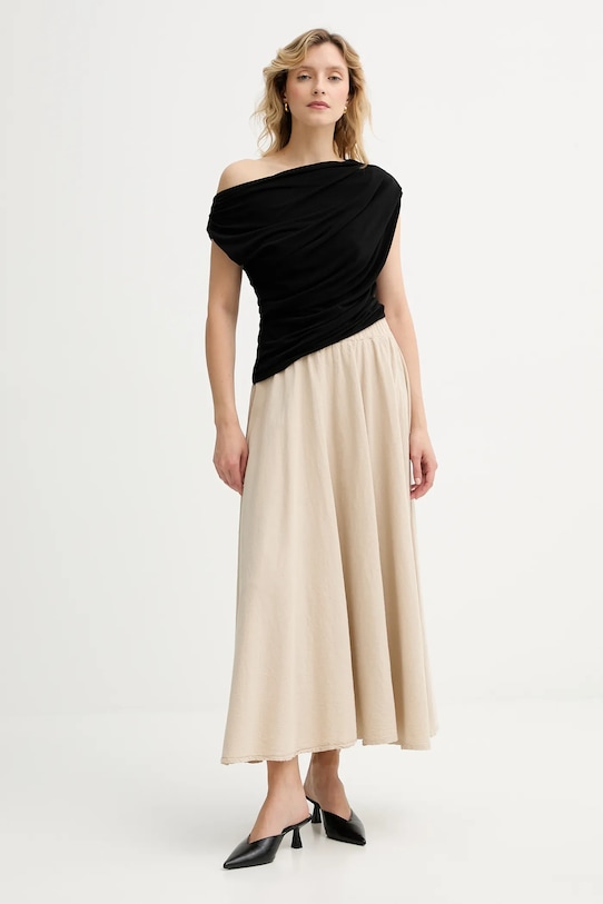 Бавовняна спідниця Answear Lab casual бежевий 2523013.tos